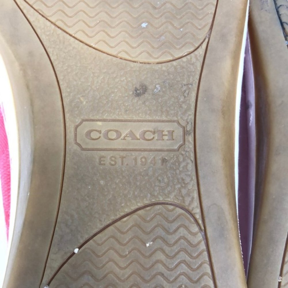 Coach Pink Leather Logo Boat Shoes Loafers - Picture 7 of 8